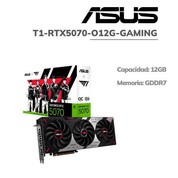 TARJETA DE VIDEO ASUS RTX 5070 T1 SPECIAL EDITION 12GB GDDR7 OC (T1-RTX5070-O12G-GAMING) 192 BITS