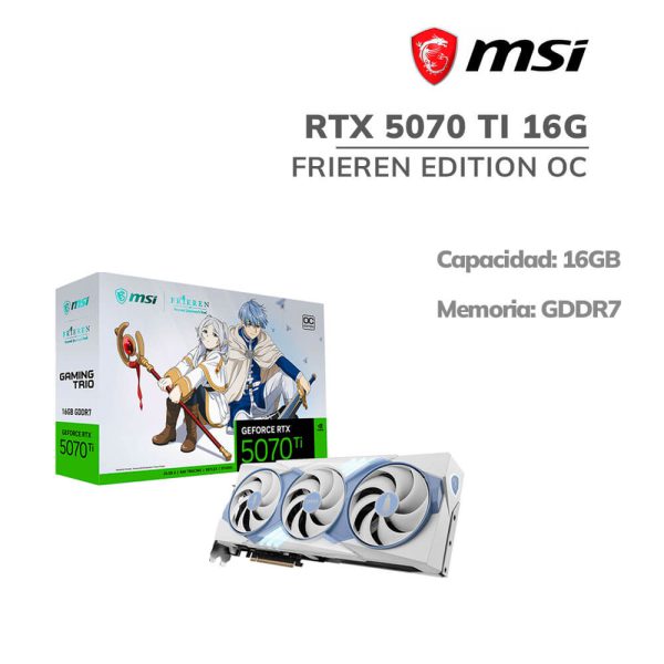 TARJETA DE VIDEO MSI RTX 5070 TI 16GB GDDR7 FRIEREN EDITION OC 256 BITS