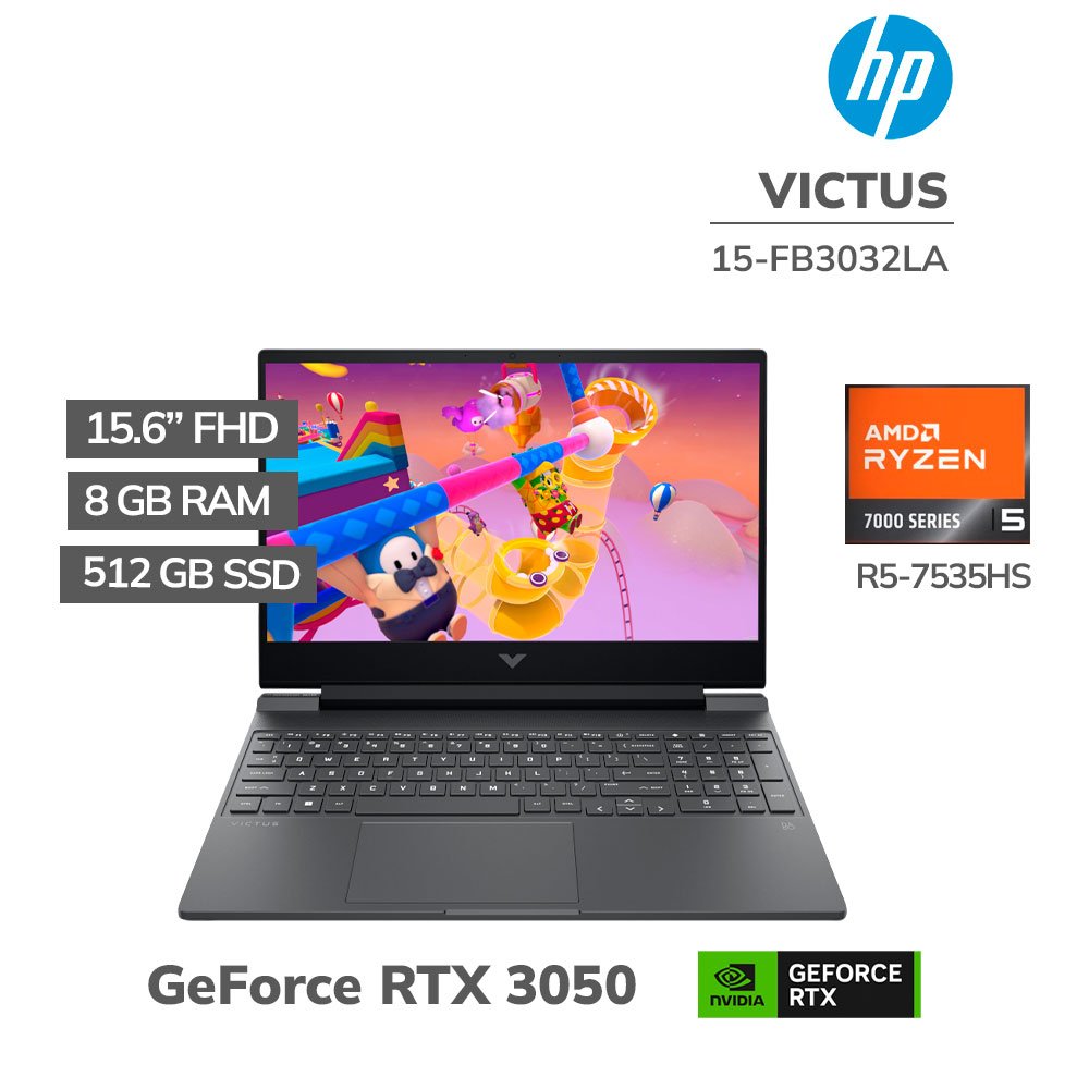 15-FB3032LA LAPTOP GAMER HP VICTUS 15-FB3032LA RYZEN 5-7535HS 8GB 512GB SSD GEFORCE RTX 3050 6GB 15.6 FHD 144HZ WINDOWS 11 - Imagen 1