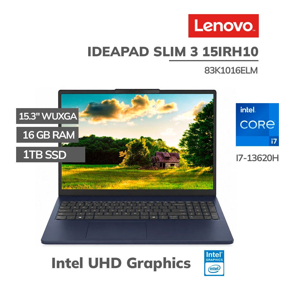 83K1016ELM LAPTOP LENOVO IDEAPAD SLIM 3 15IRH10 I7-13620H 16GB DDR5 1TB SSD 15.3 WUXGA FREEDOS (83K1016ELM) - Imagen 1