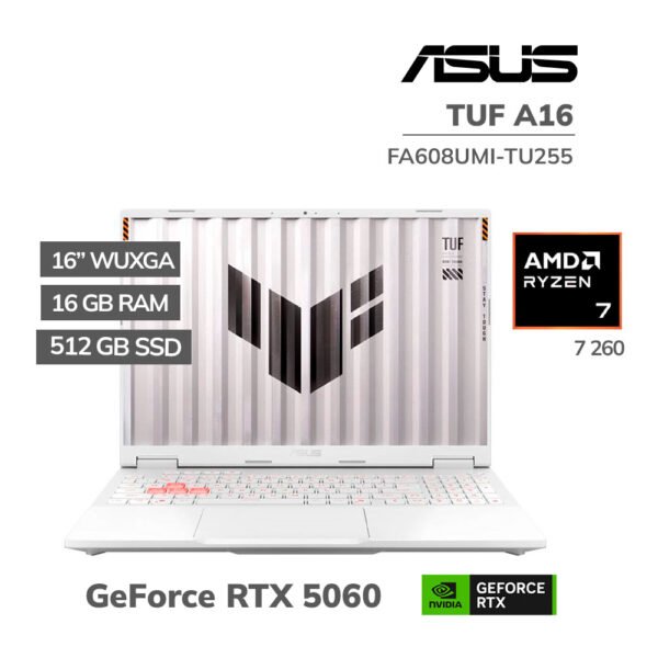 LAPTOP GAMER ASUS TUF A16 FA608UMI-TU255 RYZEN 7 260 16GB 512GB SSD GEFORCE RTX 5060 8GB 16 WUXGA 144HZ FREEDOS