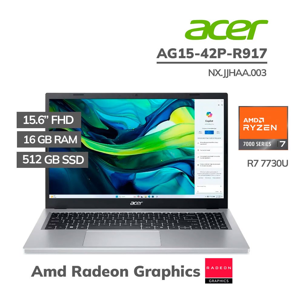NX.JJHAA.003 LAPTOP ACER ASPIRE GO AG15-42P-R917 RYZEN 7 7730U 16GB 512GB SSD 15.6 FHD WINDOWS 11 (NX.JJHAA.003) - Imagen 1
