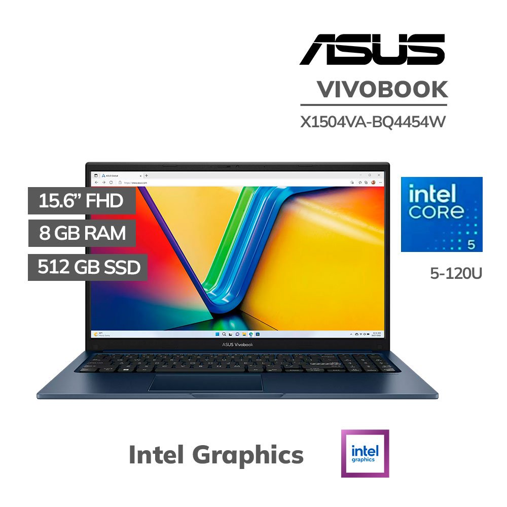 X1504VA-BQ4454W LAPTOP ASUS VIVOBOOK X1504VA-BQ4454W 5-120U 8GB 512GB SSD 15.6 FHD WINDOWS 11 - Imagen 1