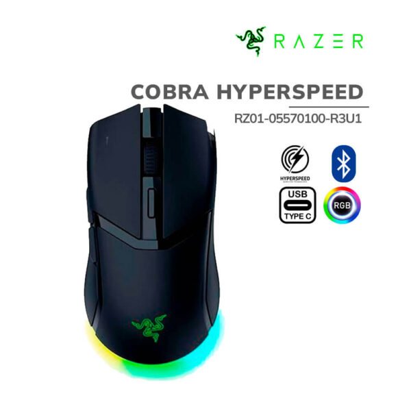 MOUSE GAMER RAZER COBRA HYPERSPEED (RZ01-05570100-R3U1) WIRELESS| SENSOR FOCUS X 26K DPI| LED-RGB