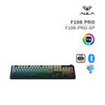 TECLADO GAMER AULA F108 PRO (F108-PRO-SP) WIRED - BT - WIRELESS | BLACK DEGRADED | SWITCH RAIN DROP | LED-RGB