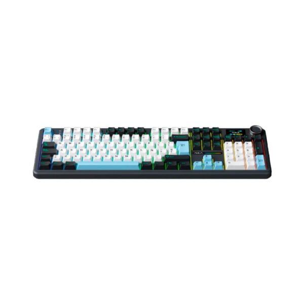 TECLADO GAMER AULA F108 PRO (F108-PRO-SP) WIRED - BT - WIRELESS | BLACK/WHITE/BLUE | SWITCH REAPER | LED-RGB