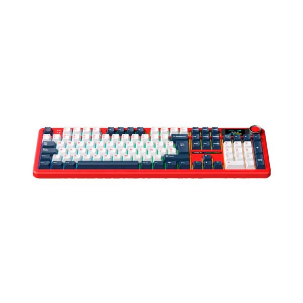 TECLADO GAMER AULA F108 PRO (F108-PRO-SP) WIRED - BT - WIRELESS | RED/WHITE/GREY | SWITCH WIND SPIRIT | LED-RGB