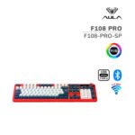 TECLADO GAMER AULA F108 PRO (F108-PRO-SP) WIRED - BT - WIRELESS | RED/WHITE/GREY | SWITCH WIND SPIRIT | LED-RGB