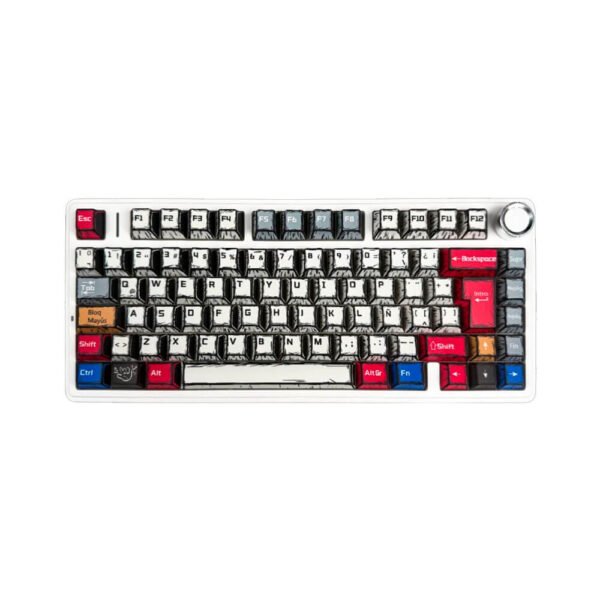 TECLADO GAMER AULA F75 (F75-SP) WIRED - WIRELESS - BT | BLANCO COMIC | SWITCH STAR VECTOR | LED-RGB
