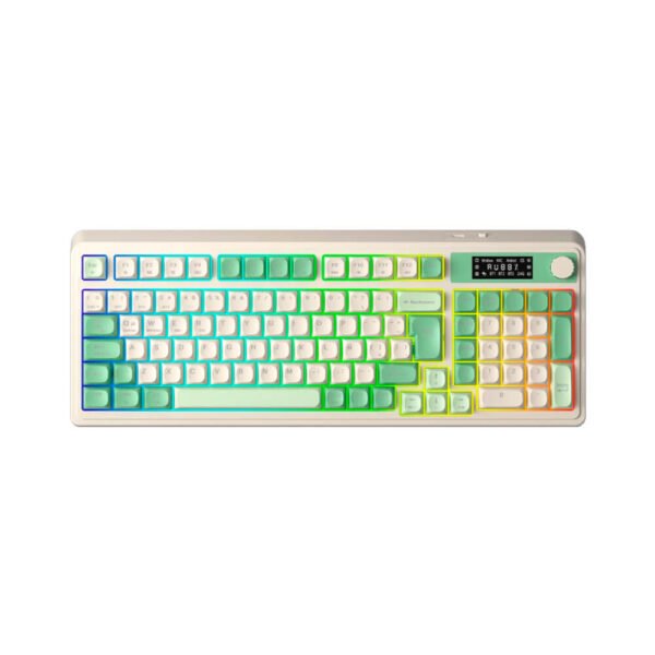TECLADO GAMER AULA S99 PRO (S99PRO-SP) WIRED - BT - WIRELESS | GREEN LIGHT CREAM