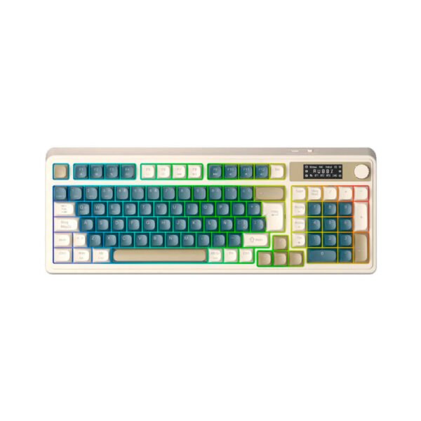 TECLADO GAMER AULA S99 PRO (S99PRO-SP) WIRED - BT - WIRELESS | LIGHT CREAM/NAVY/BROWN