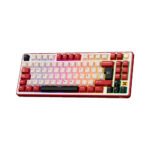 TECLADO GAMER ROYAL KLUDGE RK X87 (RK X87) WIRED - WIRELESS - BT | SWITCH CREAM | BORDEAUX RED | LED-RGB