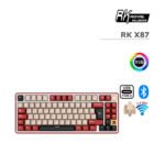 TECLADO GAMER ROYAL KLUDGE RK X87 (RK X87) WIRED - WIRELESS - BT | SWITCH CREAM | BORDEAUX RED |  LED-RGB