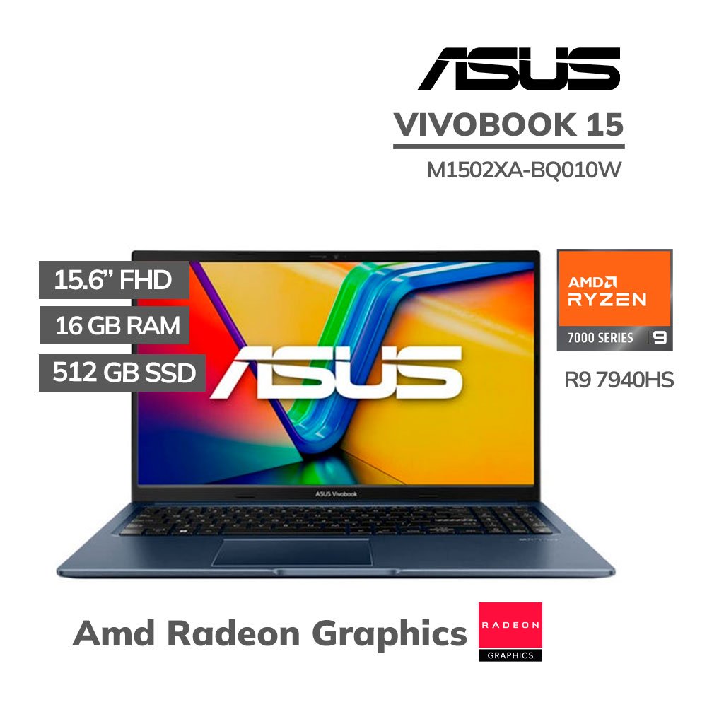 M1502XA-BQ010W LAPTOP ASUS VIVOBOOK 15 M1502XA-BQ010W RYZEN 9 7940HS 16GB 512GB SSD 15.6 FHD WINDOWS 11 - Imagen 1