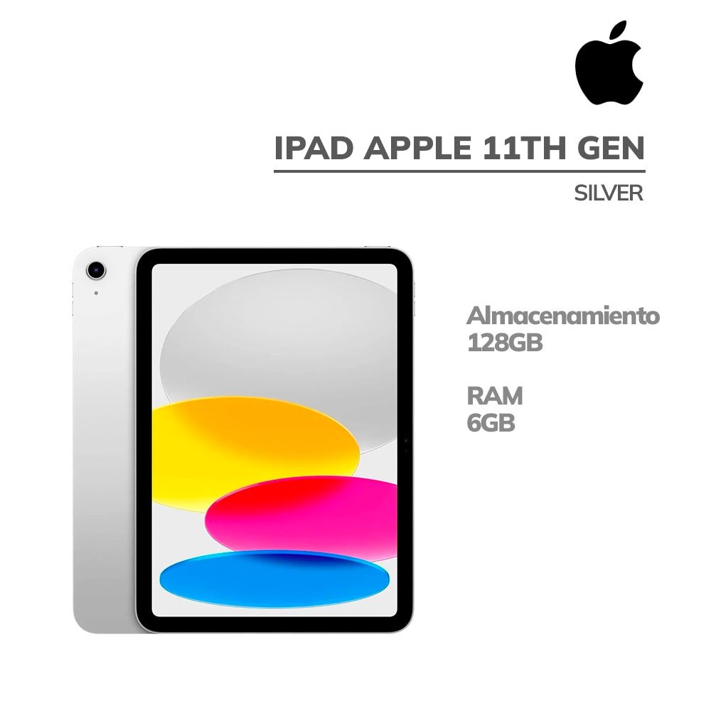 MD3Y4LL IPAD APPLE 11TH GEN CHIP A16 6GB 128GB 11" IPS IOS (MD3Y4LL/A)12MP BT|WIFI|SILVER - Imagen 1