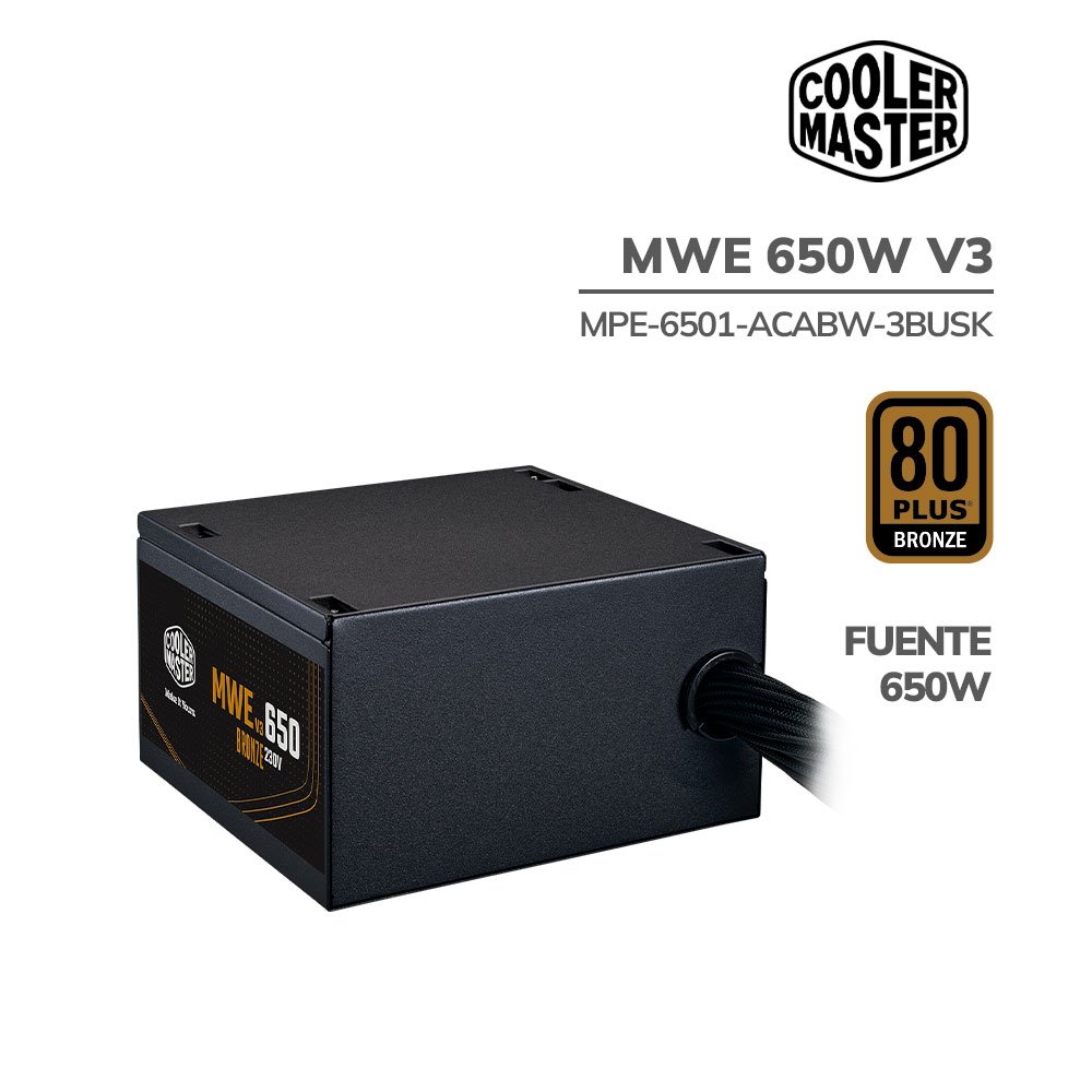 MPE-6501-ACABW-3BUSK FUENTE DE PODER COOLER MASTER 650W MWE V3 ( MPE-6501-ACABW-3BUSK ) 80PLUS BRONZE - Imagen 1