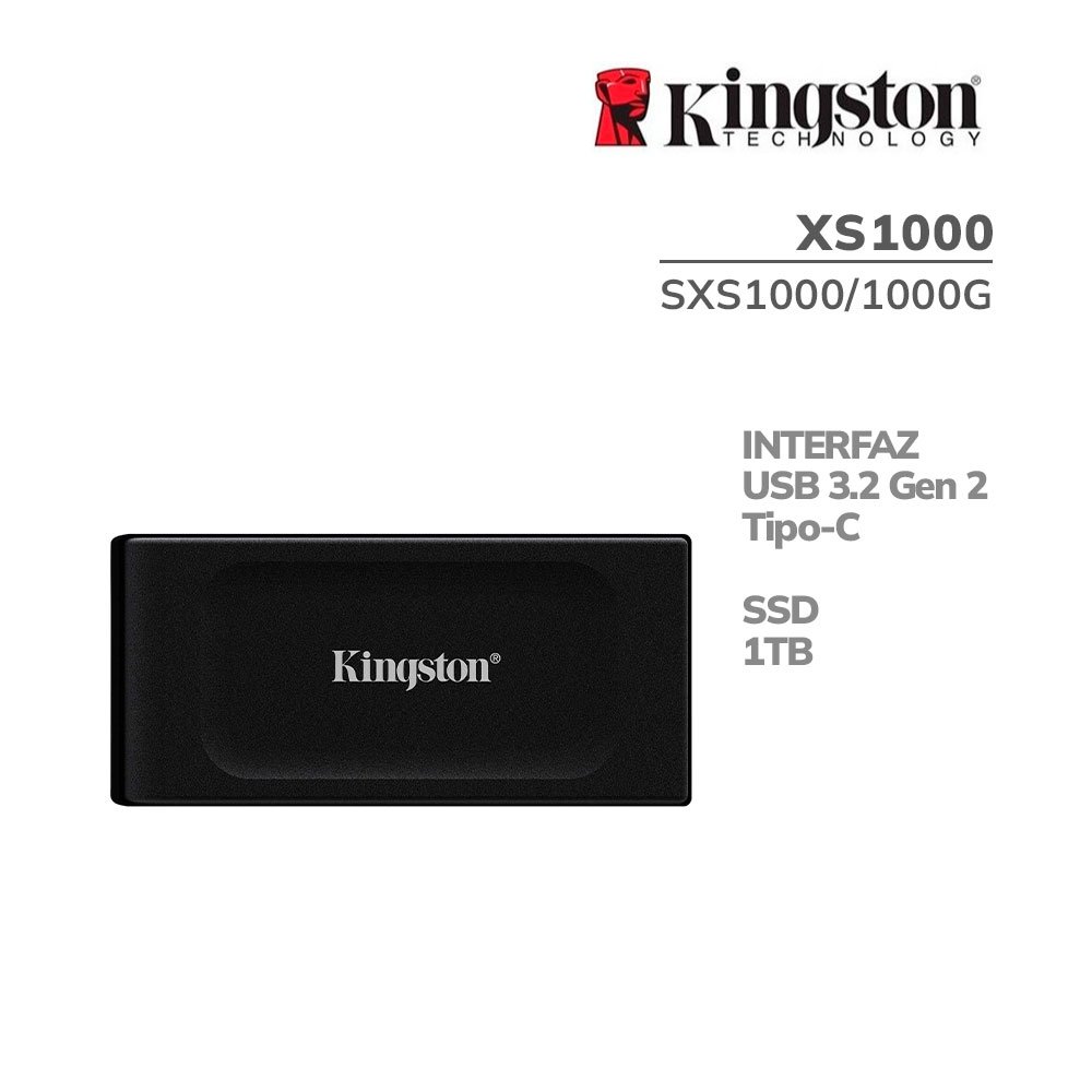 SXS1000-1000G DISCO SSD EXTERNO KINGSTON 1 TB ( SXS1000/1000G ) BLACK USB TYPE C-USB 3.2 GEN 2 - Imagen 1