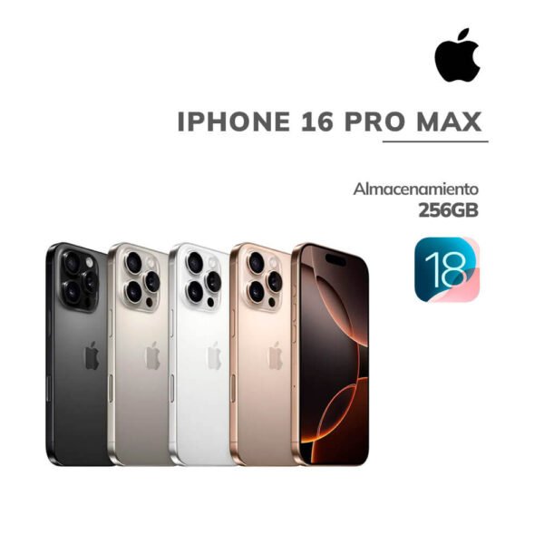 APPLE IPHONE 16 PRO MAX ESIM | CHIP A18 PRO - 5G | 256GB - IOS 18 | PANTALLA OLED 6.9"