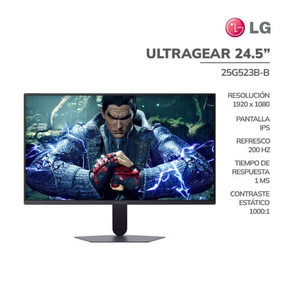 MONITOR GAMER LG 24.5" ULTRAGEAR (25G523B-B) PANEL IPS | 200HZ - 1MS | HDMI - DP