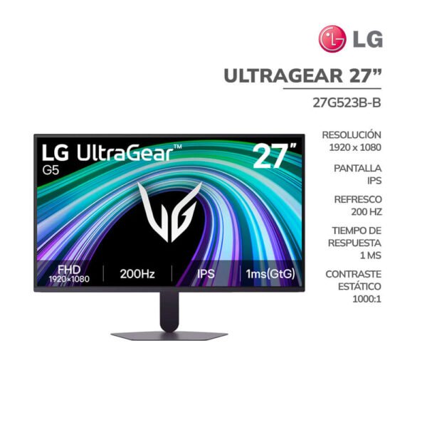 MONITOR GAMER LG 27" ULTRAGEAR (27G523B-B) PANEL IPS | 200HZ - 1MS| HDMI - DP