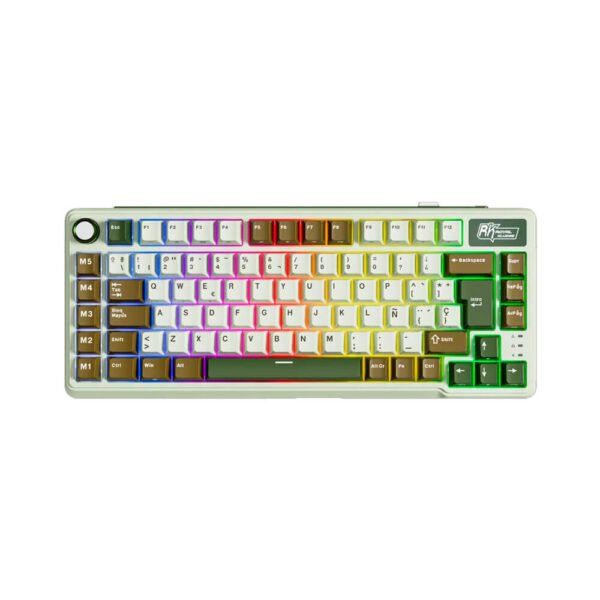 TECLADO GAMER ROYAL KLUDGE RK L75 (RK L75) WIRED - WIRELESS - BT | SWITCH CREAMY | PALM GREEN | LED-RGB