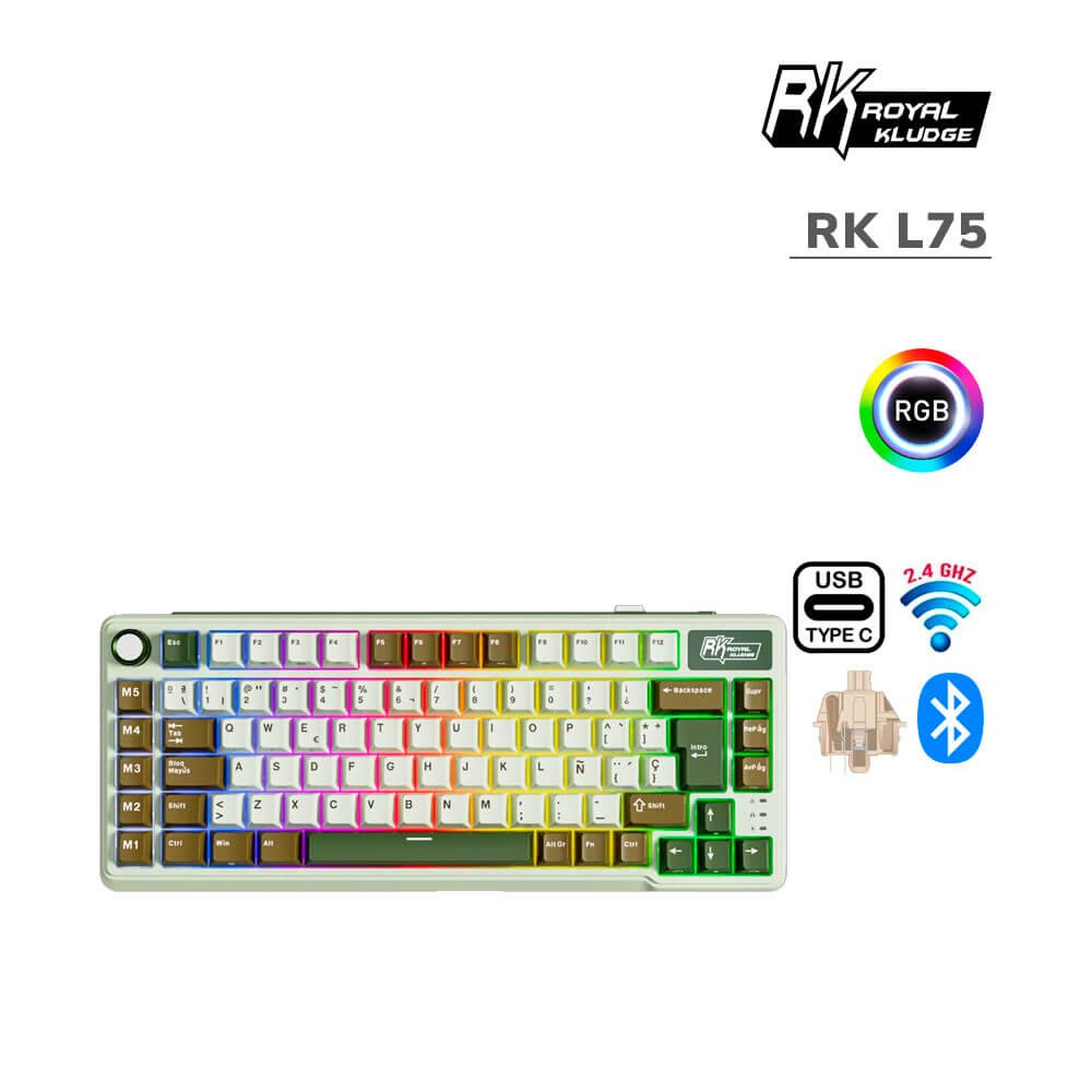 teclado-gamer-royal-kludge-rk-l75-rk-l75-wired-wireless-bt-switch-creamy-palm-green-led-rgb-pc-speed TECLADO GAMER ROYAL KLUDGE RK L75 (RK L75) WIRED - WIRELESS - BT | SWITCH CREAMY | PALM GREEN | LED-RGB