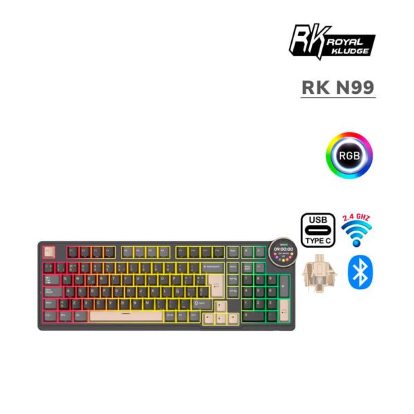 TECLADO GAMER ROYAL KLUDGE (RK N99) PHANTOM | CREAM SWITCH | WIRED - WIRELESS - BT | LED-RGB