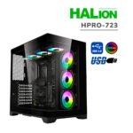 CASE GAMER HALION HPRO ( HPRO-723 ) S/FUENTE | VIDRIO TEMPLADO | 6 LED-ARGB