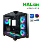 CASE GAMER HALION HPRO ( HPRO-725 ) S/FUENTE | VIDRIO TEMPLADO | 6 LED-ARGB