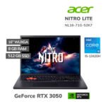 LAPTOP GAMER ACER NITRO LITE NL16-71G-52K7 I5-13420H 8GB DDR5 512GB SSD GEFORCE RTX 3050 6GB 16 WUXGA 165HZ WINDOWS 11