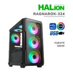 CASE GAMER HALION RAGNAROK 324 ( RAGNAROK-324 ) 500W | VIDRIO TEMPLADO | 4 LED-RGB