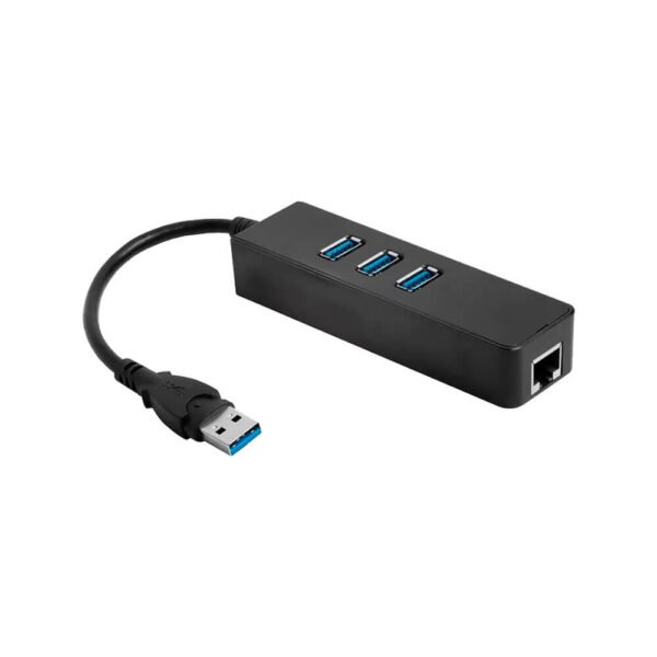 HUB USB DELCOM - 3 PUERTOS USB 3.0 - 1 PUERTO ETHERNET GIGABIT