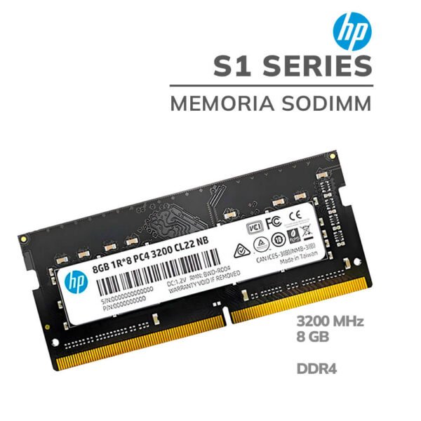 MEMORIA SODIMM HP S1 SERIES 8GB/3200MHZ DDR4 CL22 (2E2M5AA#ABM)
