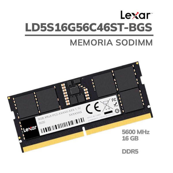 MEMORIA SODIMM LEXAR 16GB/5600MHZ DDR5 (LD5S16G56C46ST-BGS)