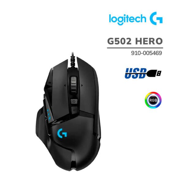 MOUSE GAMER LOGITECH G502 HERO (910-005469) 25600 DPI | LED-RGB